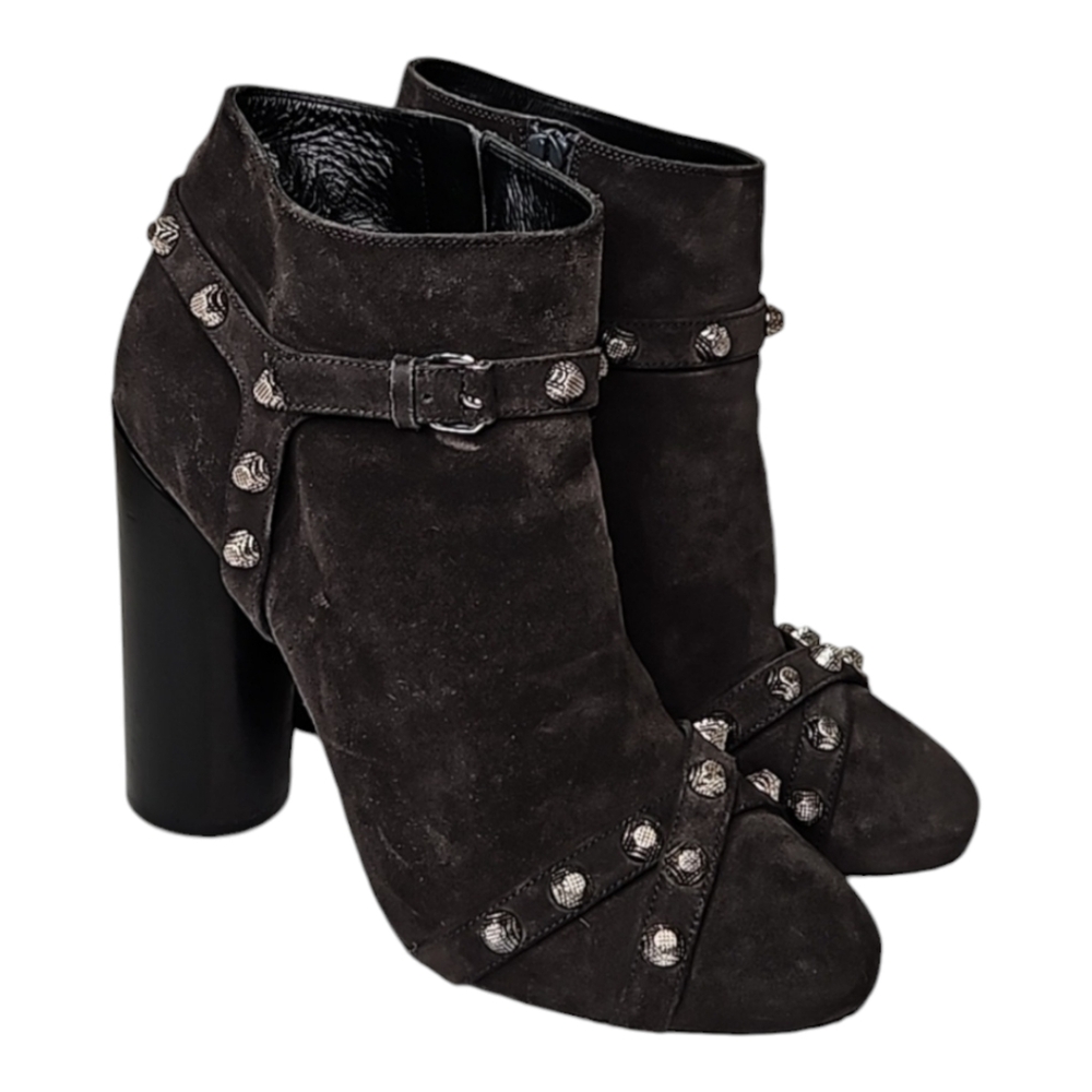 Balenciaga studded gray suede ankle boots size 39.5